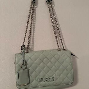 GUESS Quilted Mint Green Shoulder Bag